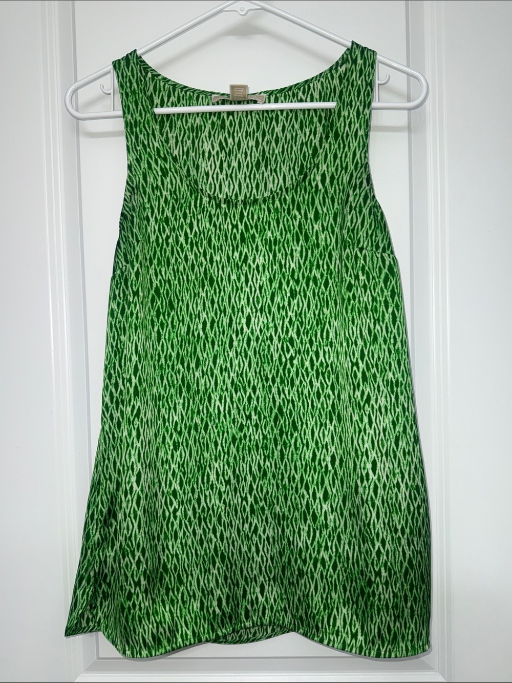 Medium Michael Kors Green Patterned Scoop Neck Tank